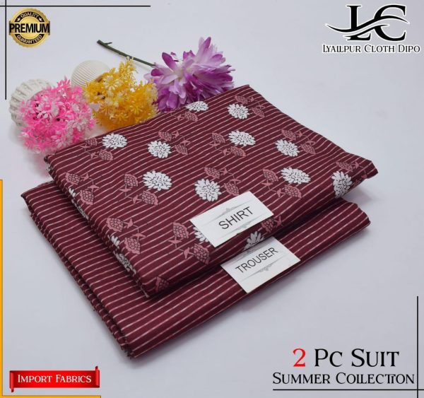 China Italian Lawn with Printed Shirt 02 Piece Pack of 10 Suits - Image 4